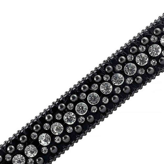 Black Strap With Crystal Studded Rhinestone Belt