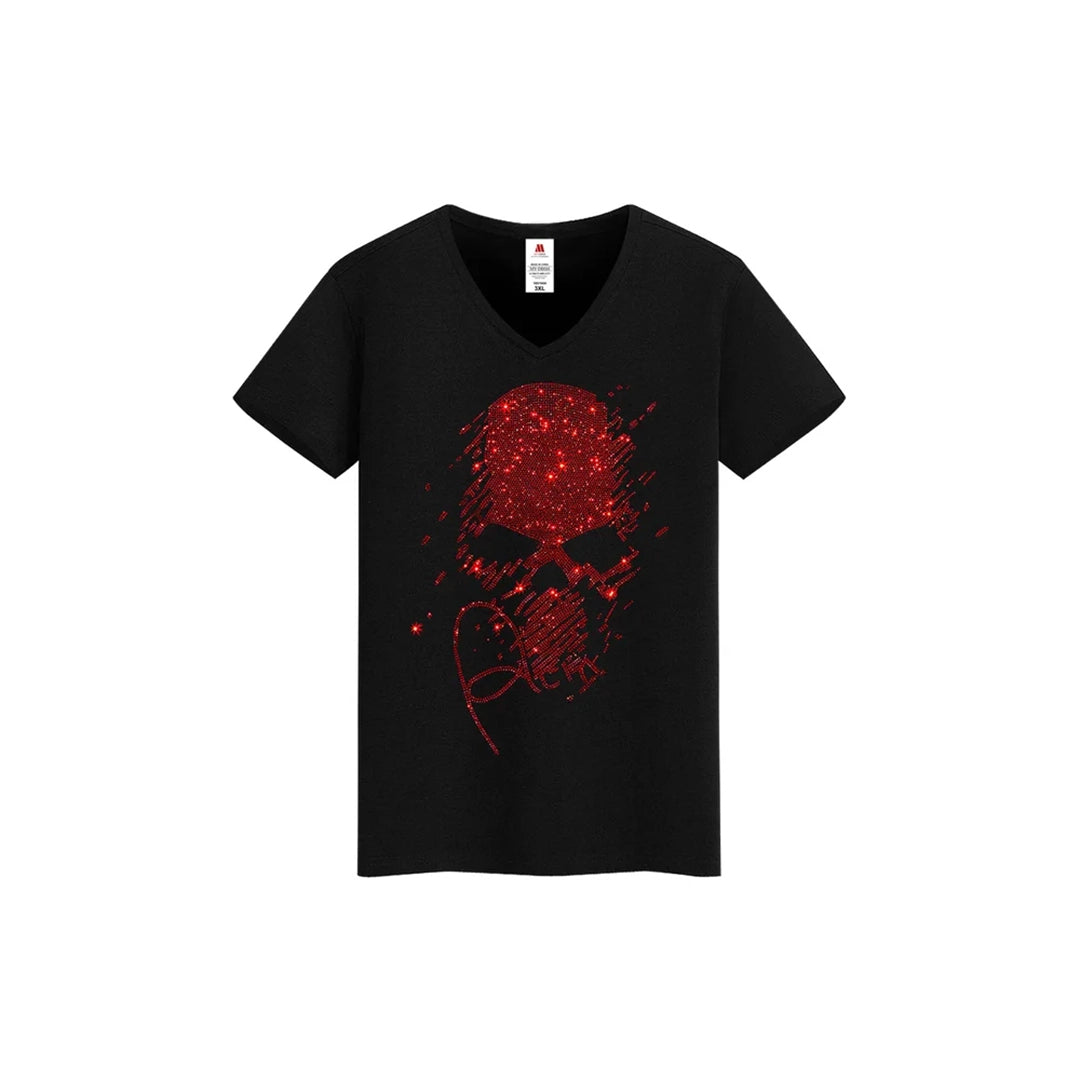 Hot Drill Skull Rhinestone T-shirt