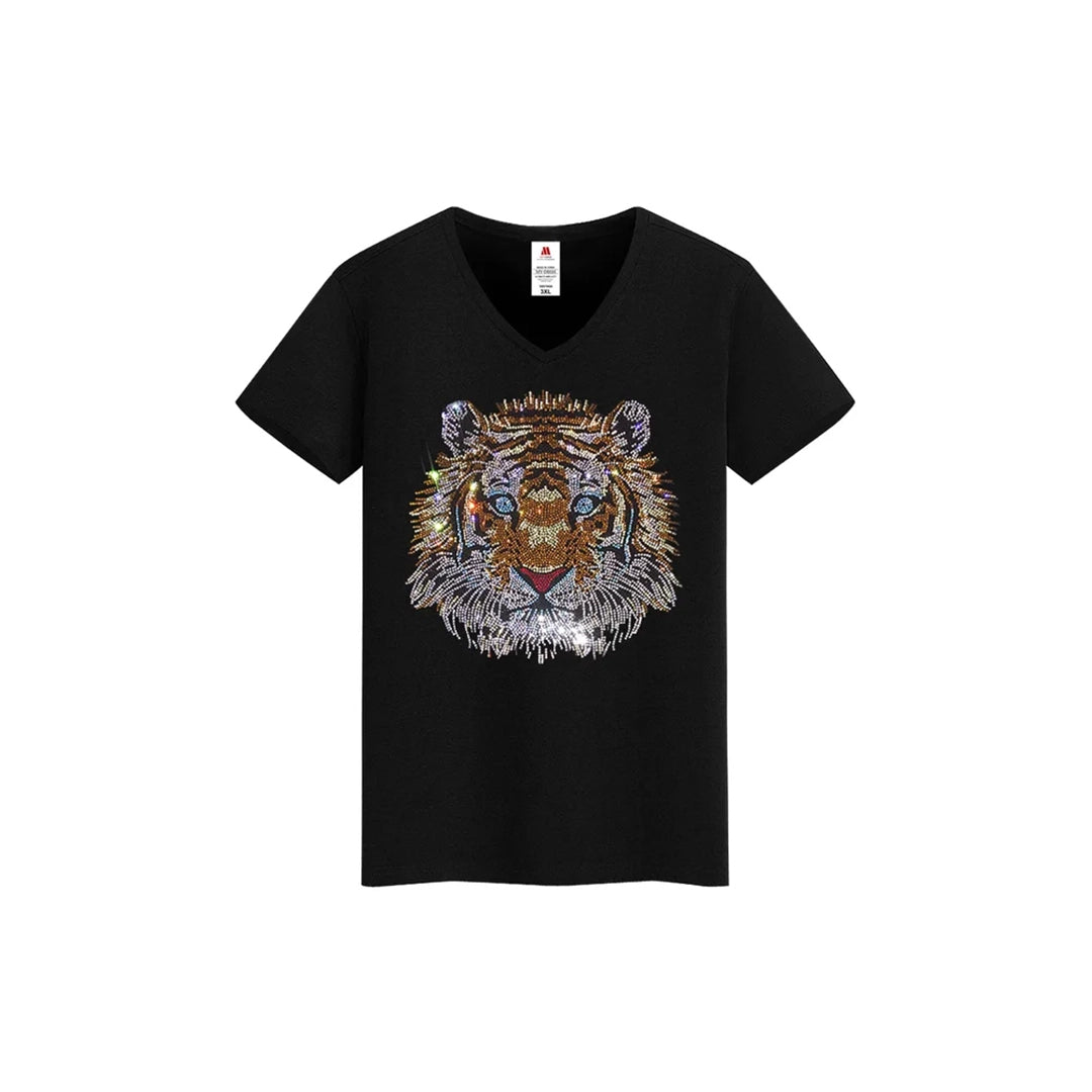 Tiger Print Rhinestone T-shirt