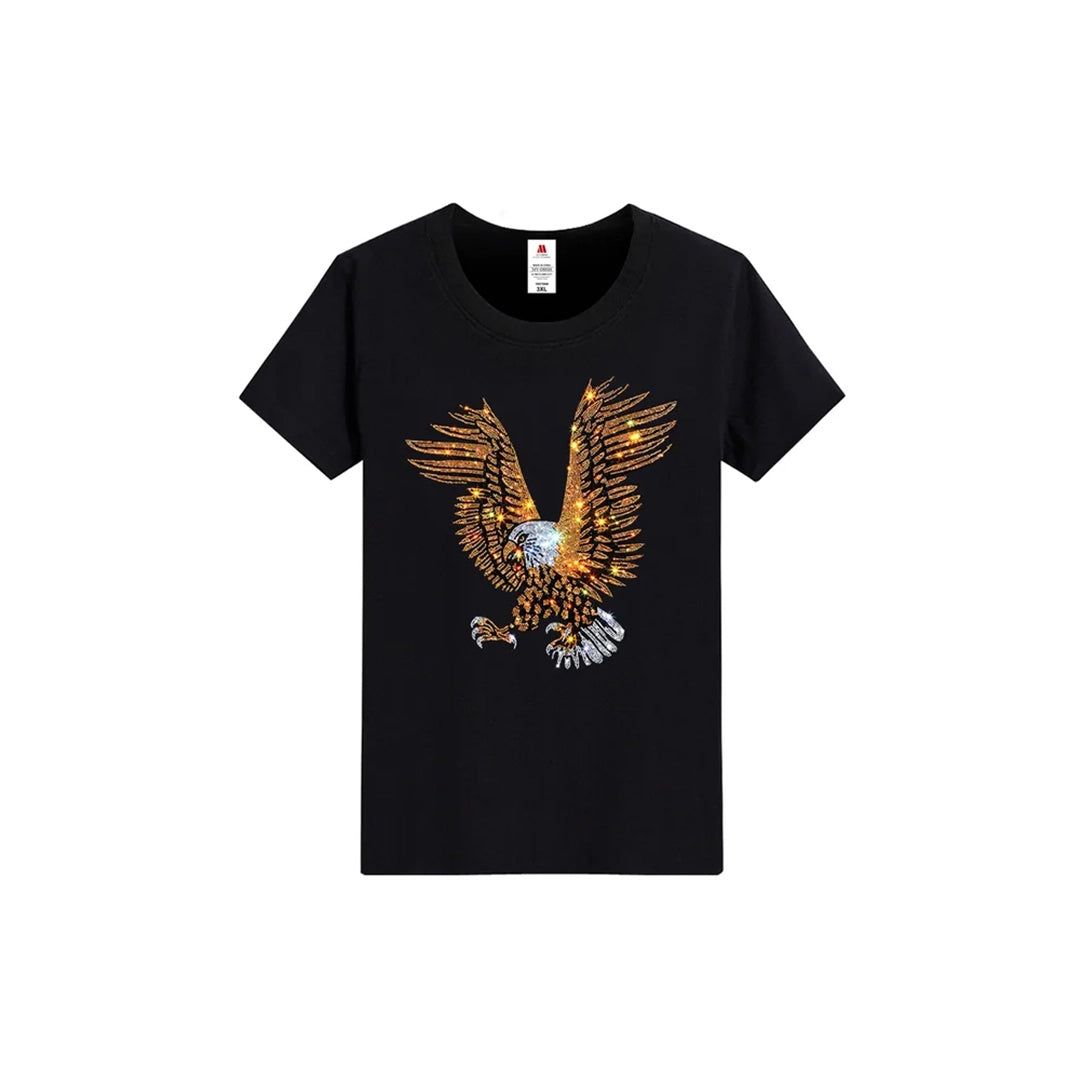 Eagle Print Rhinestone T-shirt
