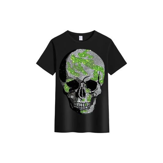 Skull Blue Rhinestone T-shirt