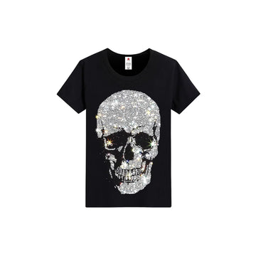 Hip Hop Skull Black Rhinestone T-shirt