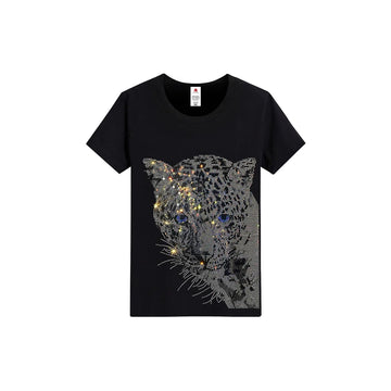 Leopard Print Rhinestone T-shirt
