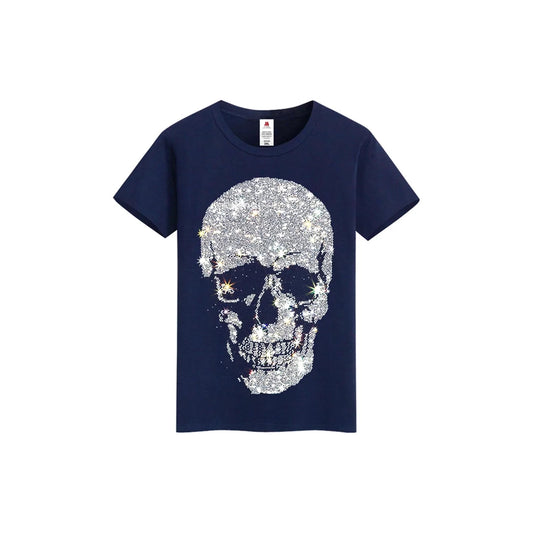 Hip Hop Skull Black Rhinestone T-shirt