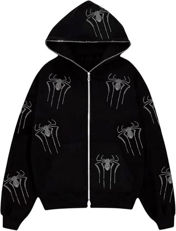 Spider Studded Rhinestone Hoodie