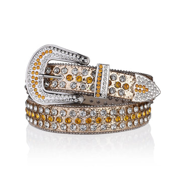 Gold Strap With Crystal & Gold Studded Rhinestone Belt