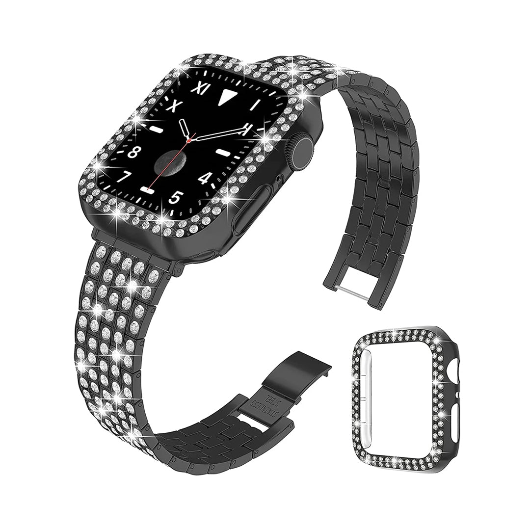 Diamond Studded Strap With Case Apple Watch Band