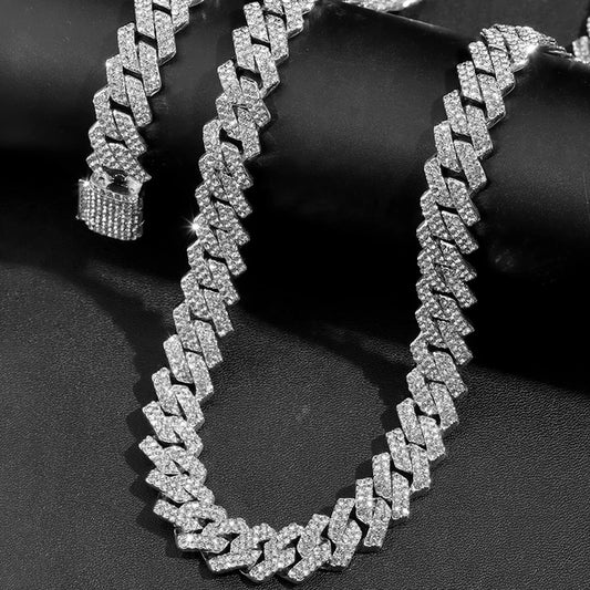 14mm Iced Out Bling Rhinestone Cuban Chain