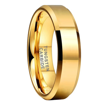 8mm Yellow Gold Brushed Tungsten Ring