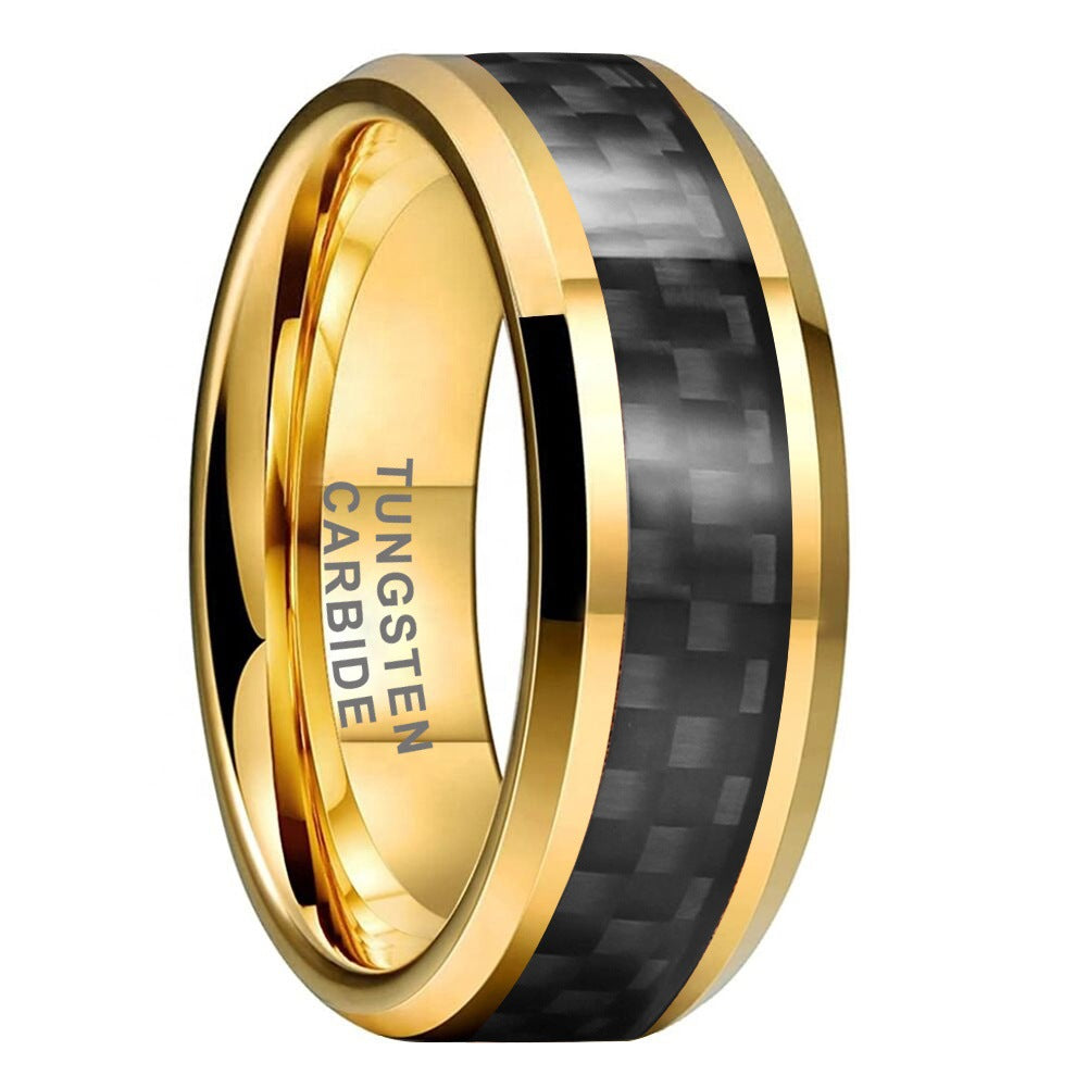 8mm Black Carbon Fiber Tungsten Carbide Ring