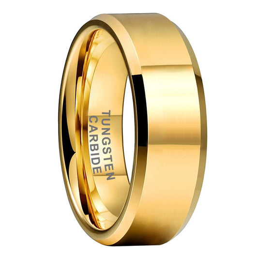 8mm Yellow Gold Brushed Tungsten Ring