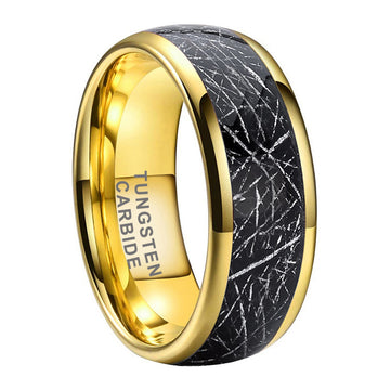 8mm Black Meteorite Inlay Carbide Tungsten Ring