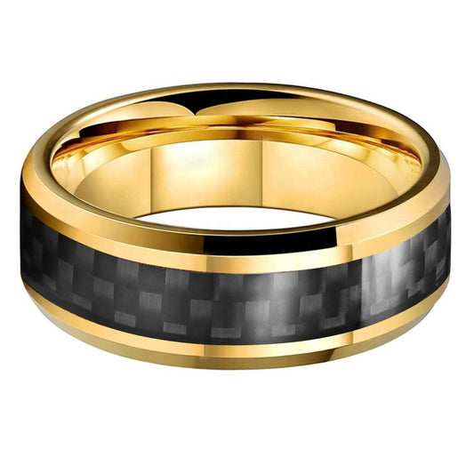 8mm Black Carbon Fiber Tungsten Carbide Ring