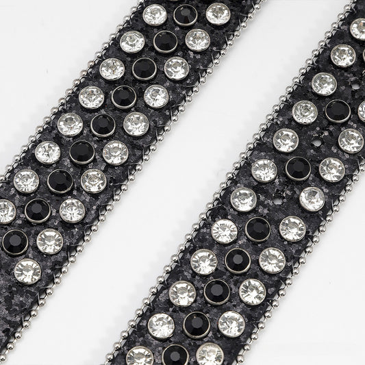 Gengar Buckle Black Strap With Black & Crystal Studded Rhinestone Belt